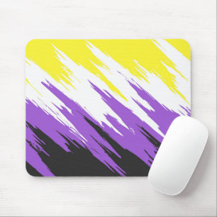 Grungy Funky ZigZag Abstract Nonbinary Pride Flag Mouse Mat
