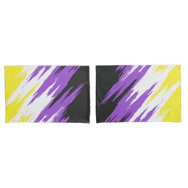 Grungy Funky ZigZag Abstract Nonbinary Pride Flag Pillowcase (Front-Set)