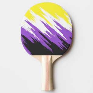 Grungy Funky ZigZag Abstract Nonbinary Pride Flag Ping Pong Paddle