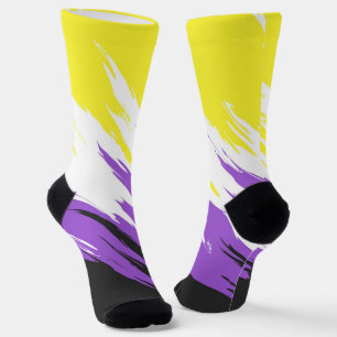 Grungy Funky ZigZag Abstract Nonbinary Pride Flag Socks