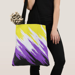 Grungy Funky ZigZag Abstract Nonbinary Pride Flag Tote Bag