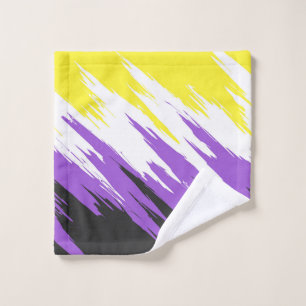 Grungy Funky ZigZag Abstract Nonbinary Pride Flag Wash Cloth
