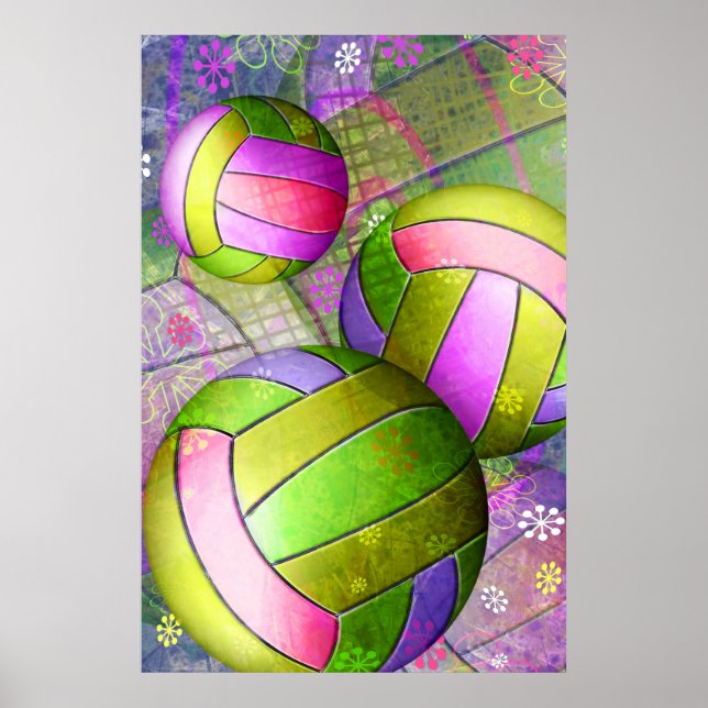 Grungy Girls' Volleyball Poster (Front)