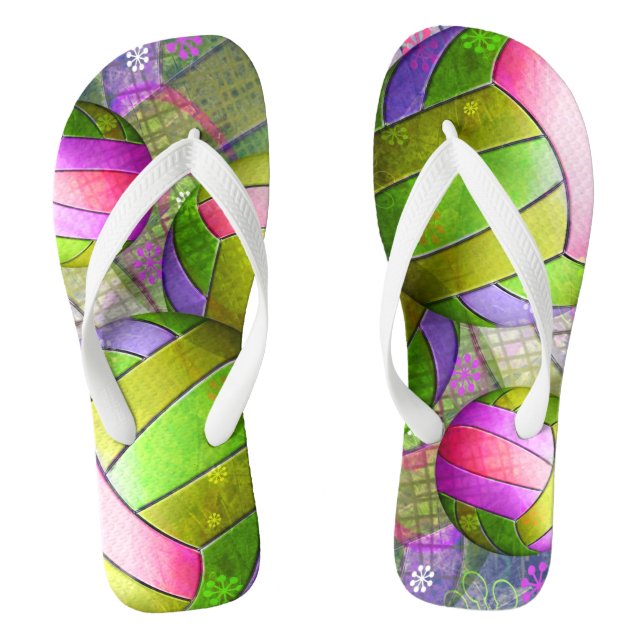 Grungy Girly Volleyball Flip Flops (Footbed)