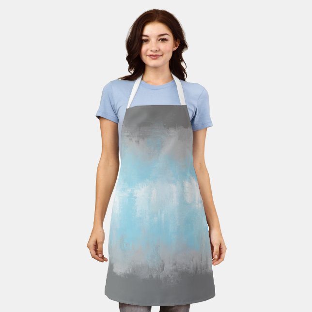 Grungy Glitchy Funky Abstract Demiboy Pride Flag Apron (Worn)