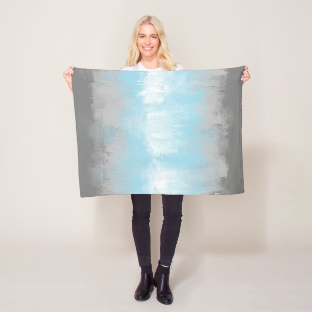 Grungy Glitchy Funky Abstract Demiboy Pride Flag Fleece Blanket (In Situ)