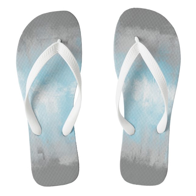 Grungy Glitchy Funky Abstract Demiboy Pride Flag Flip Flops (Footbed)