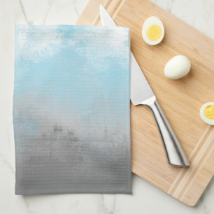 Grungy Glitchy Funky Abstract Demiboy Pride Flag Tea Towel