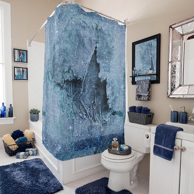 grungy glitter denim shower curtain (Creator Uploaded)