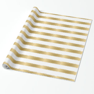 Grungy Gold And White Stripes Pattern Wrapping Paper