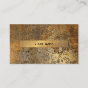 Grungy Golden Vintage Floral Ornament Vip Business Card