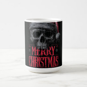Grungy Gothic Skull Wearing a Distressed Santa Hat Coffee Mug