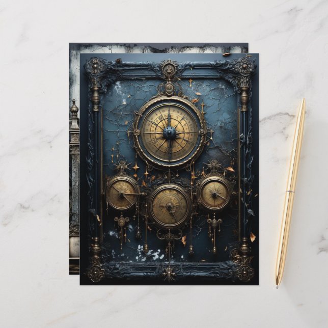 Grungy Gothic Winter Paper Craft Cardstock (Front/Back In Situ)