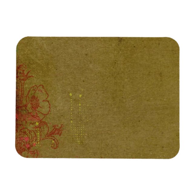Grungy Graffiti With Red Floral Magnet (Horizontal)