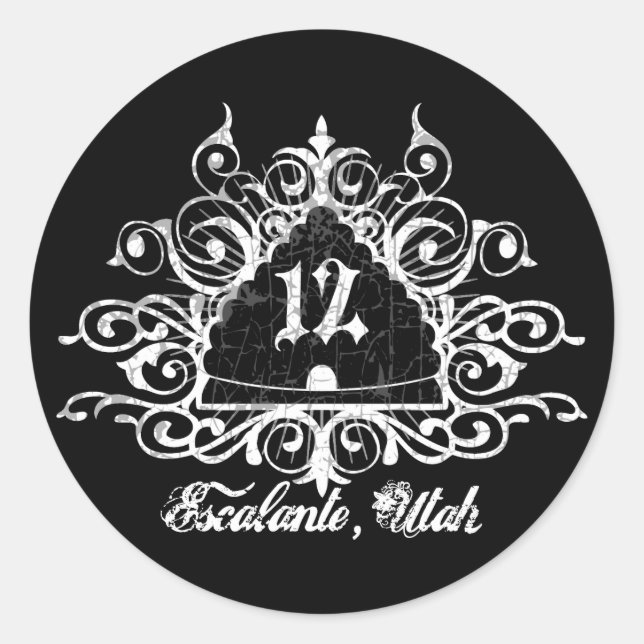 Grungy Graphic Hwy 12 Classic Round Sticker (Front)