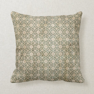 Grungy Green and Beige Pattern Cushion