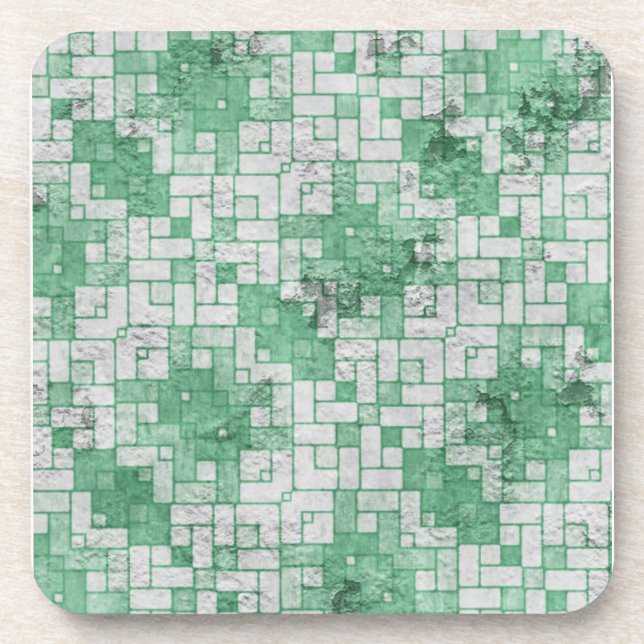 Grungy Green Angular Shapes Coaster (Front)