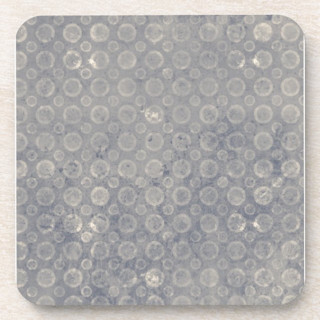 Grungy Grey Blue Circles Coaster (Front)