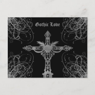 Grungy grey cross Gothic Love Postcard