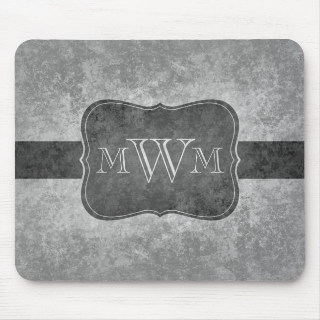 Grungy grey monogram mouse mat (Front)