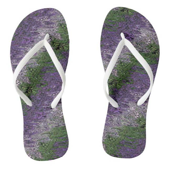 Grungy Groovy Funky Trippy Genderqueer Pride Flip Flops (Footbed)
