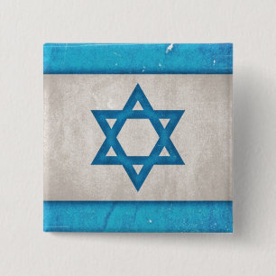Grungy Israel Flag Star of David 15 Cm Square Badge
