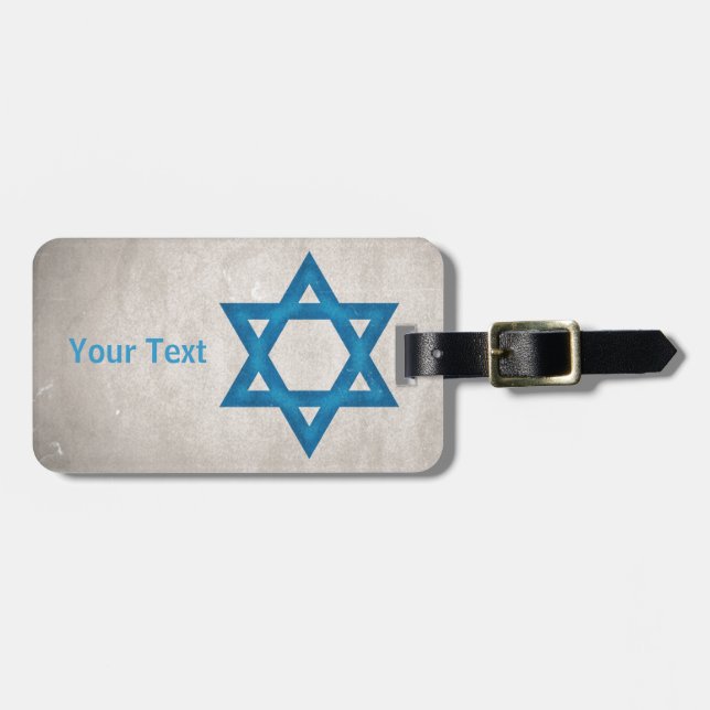 Grungy Israel Flag Star of David Luggage Tag (Front Horizontal)