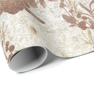 Grungy Ivory Old Pearly Gold Wreath Blush  Royal Wrapping Paper
