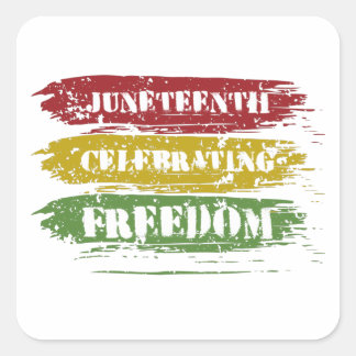 Grungy Juneteenth, Freedom of Black people Square Sticker