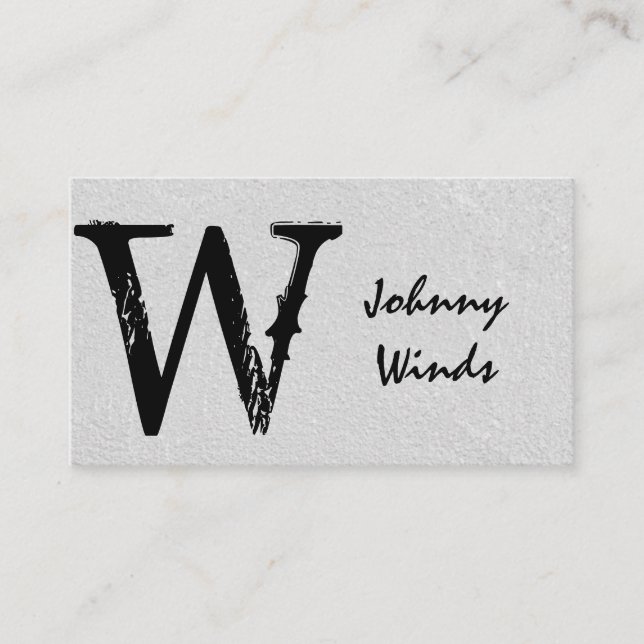 Grungy Large Type Monogram Business Card (Front)