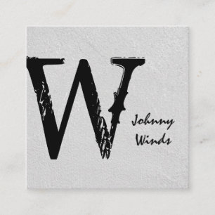 Grungy Large Type Monogram Square Business Card