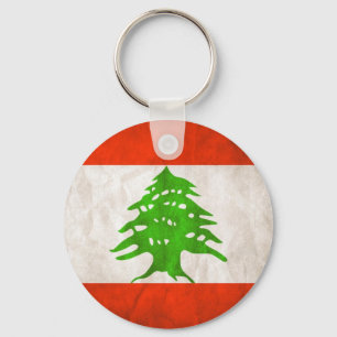 Grungy Lebanon Flag Key Ring