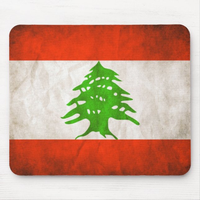 Grungy Lebanon Flag Mouse Mat (Front)