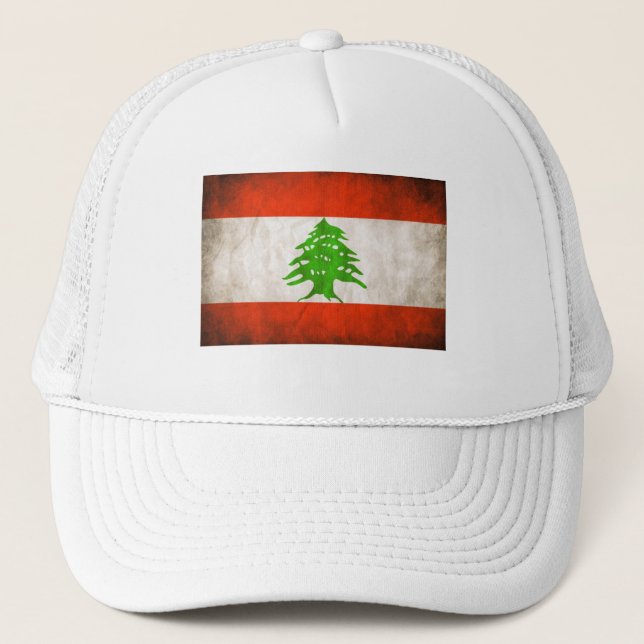 Grungy Lebanon Flag Trucker Hat (Front)