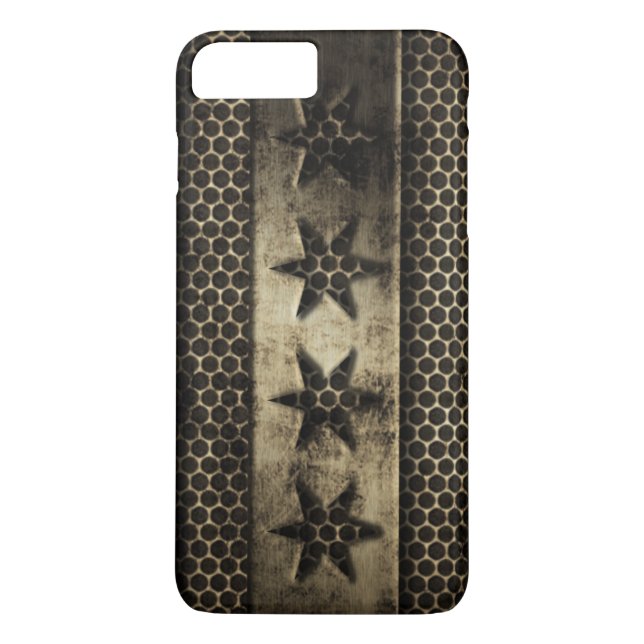 Grungy Metal Chicago Flag Case-Mate iPhone Case (Back)
