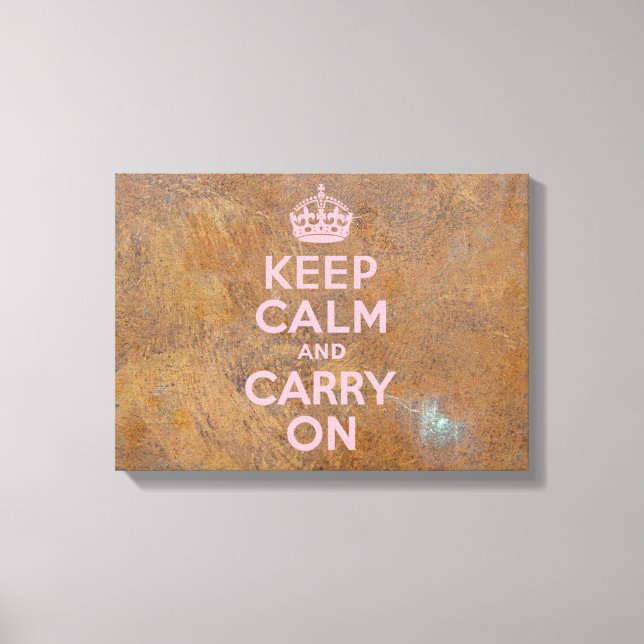 Grungy Metal Plate Keep Calm in Pink Canvas Print (Front)