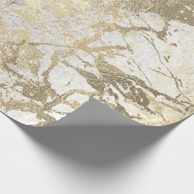 Grungy Molten Gold Pearly Marble Shiny Metallic Wrapping Paper (Corner)