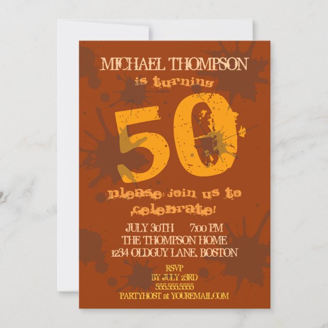 Grungy Old Birthday Guy Party Invitation (Front)