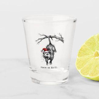 Grungy Opossum Silent Scream Peace on Earth Shot Glass