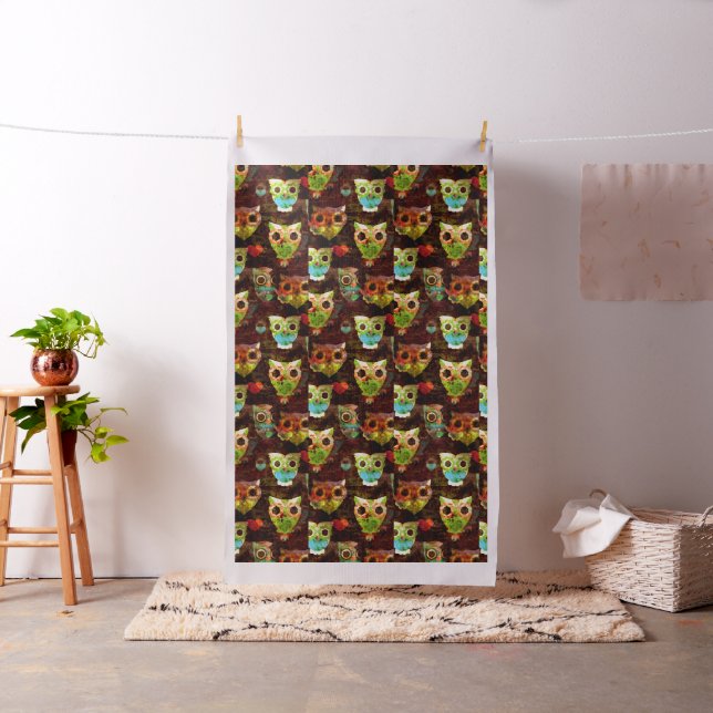 Grungy Owls seamless pattern II + your idea Fabric (In Situ)