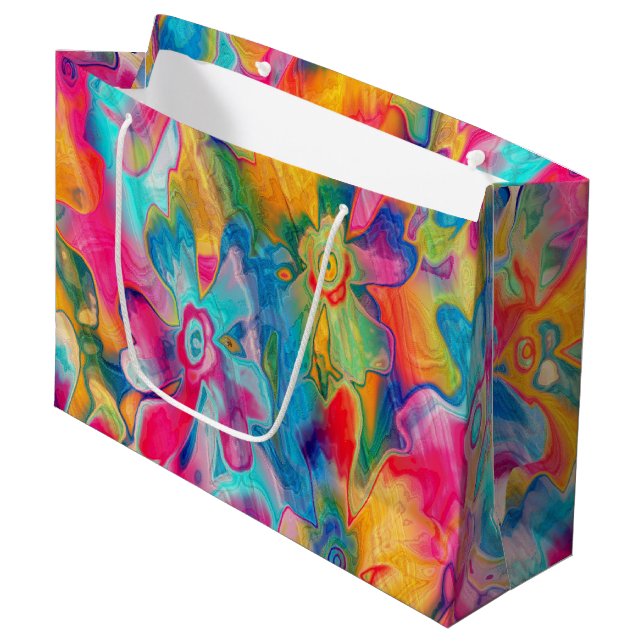 Grungy-Painted-Florals-16- Large Gift Bag (Front Angled)