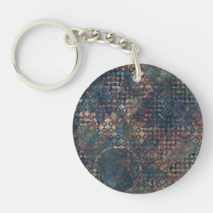 Grungy Patterns with Messy Patchwork of Textures Key Ring