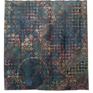 Grungy Patterns with Messy Patchwork of Textures Shower Curtain