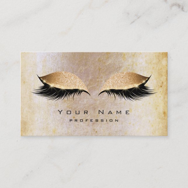 Grungy Pearl Beauty Gold Lashes Makeup Eye Glitter Business Card (Front)