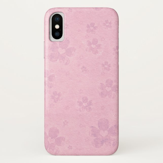 Grungy Pink Flower Heart Pattern Case-Mate iPhone Case (Back)