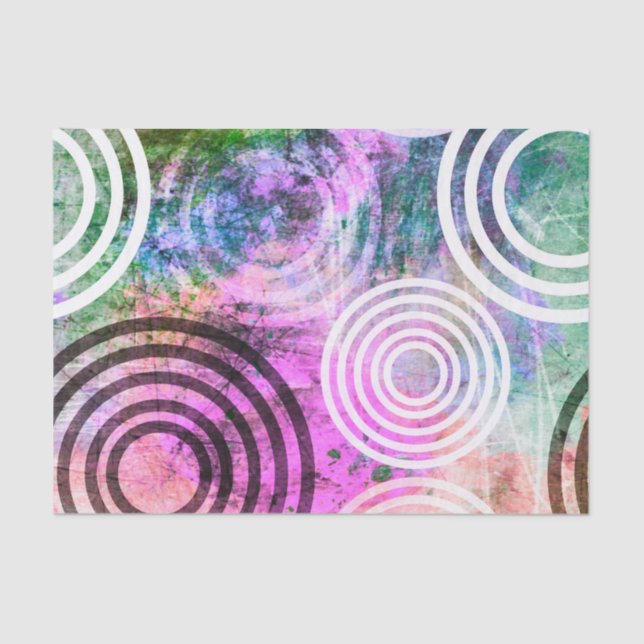 Grungy Pink/Green Circle Pattern Tissue Paper (Front)