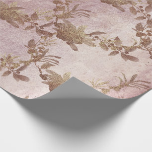 Grungy Pink Old Foxier Gold Wreath Blush Royal Wrapping Paper