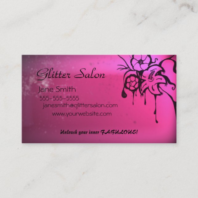 Grungy Pink Salon Business Card (Front)