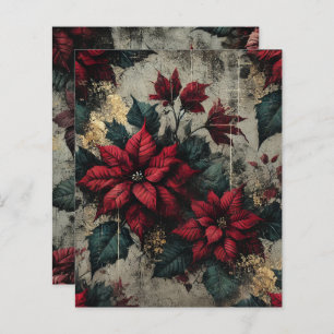 Grungy Poinsettia Floral Wallpaper Scrapbook Paper
