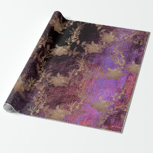 Grungy Purple Old Maroon Gold Wreath Blush Royal Wrapping Paper